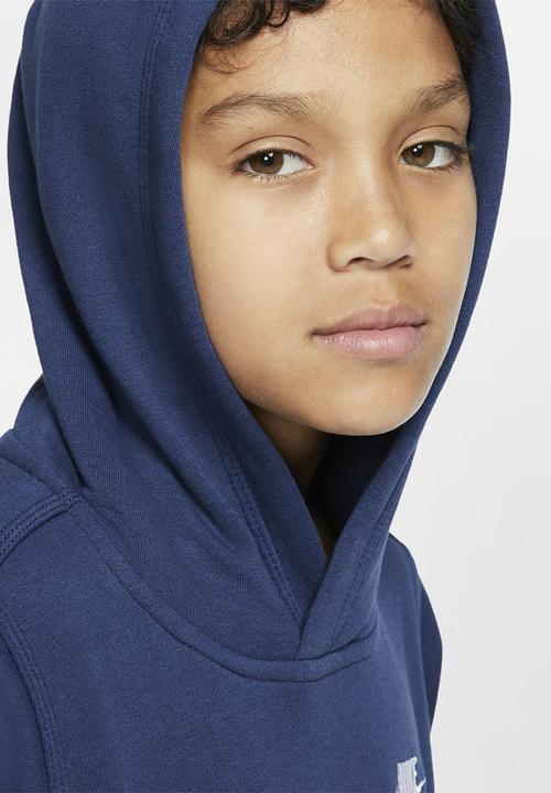 Nike - B nsw hoodie po club - mnnavy/white