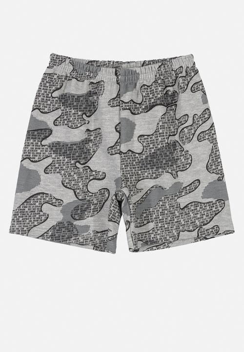 Quimby - Boys tee & camo shorts set - black & grey 