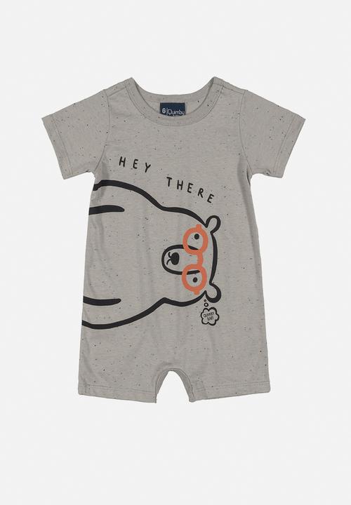 Quimby - Baby boys bear romper - grey
