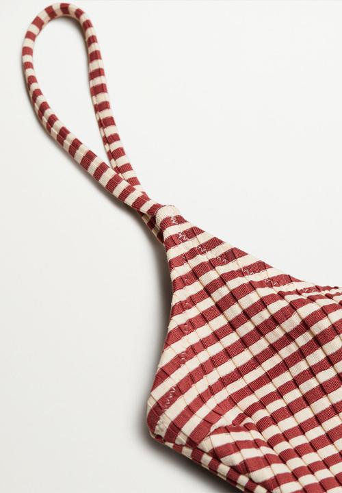 MANGO - Swimsuit ribbi - rust & white