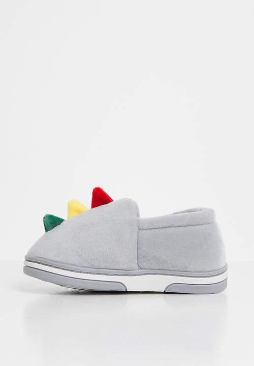 Pop Candy - Boys dino slip on slippers - grey