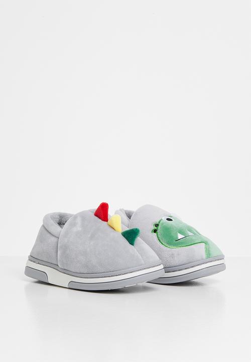 Pop Candy - Boys dino slip on slippers - grey