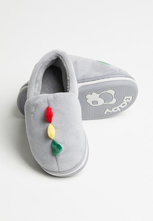 Pop Candy - Boys dino slip on slippers - grey