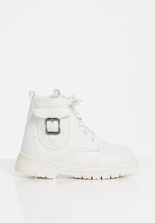Pop Candy - Girls boots with laces - white