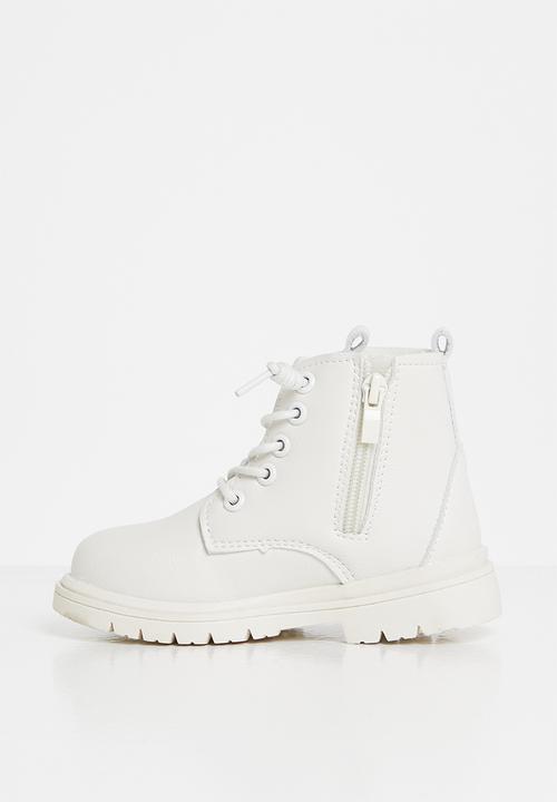 Pop Candy - Girls boots with laces - white