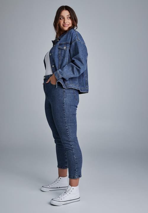 Cotton On - Curve 90s baggy denim jacket - coogee blue