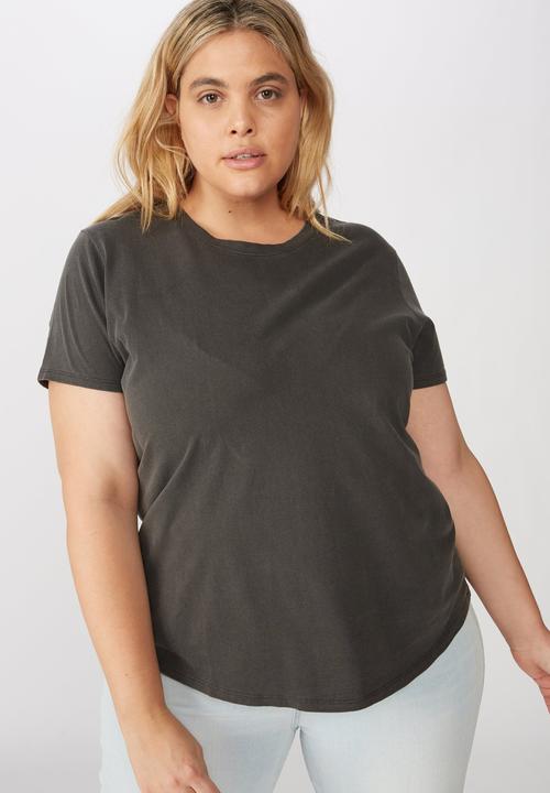 Cotton On - Curve the one crew tee - washed vintage black