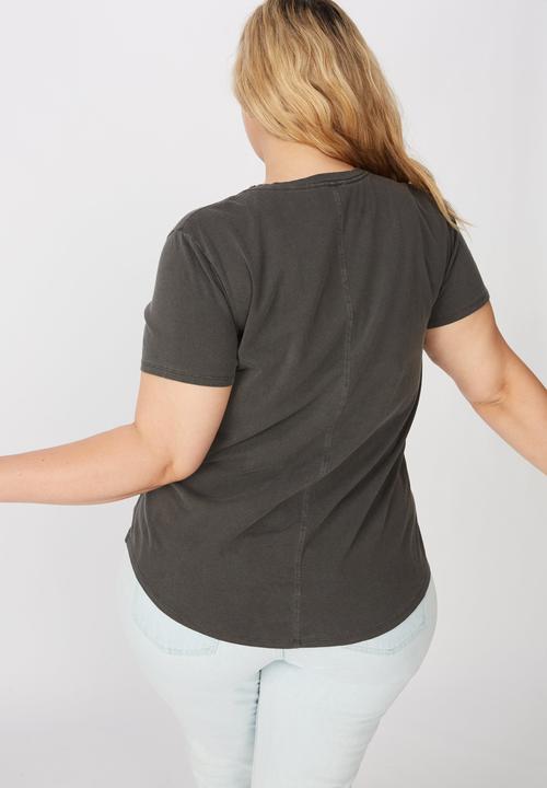 Cotton On - Curve the one crew tee - washed vintage black