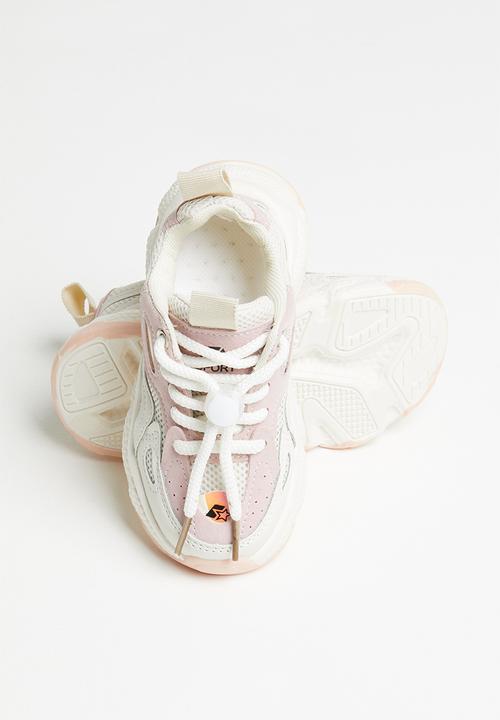 Pop Candy - Girls sneaker with mesh detail - pink & white 