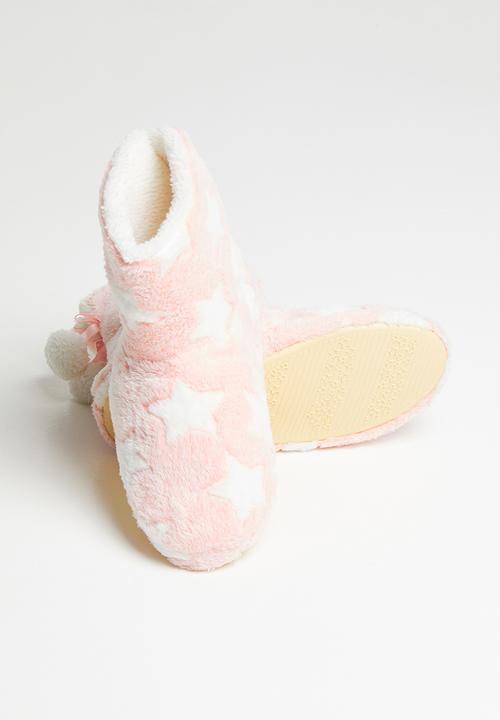 Rebel Republic - Girls star slippers - pink & white 