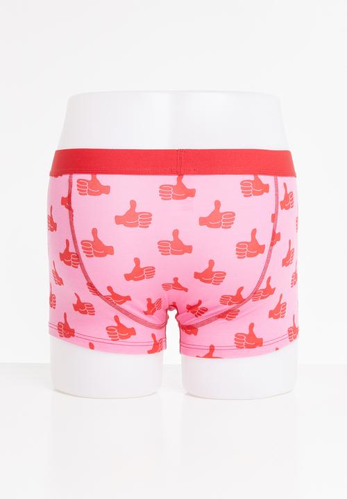 Happy Socks - Thumbs up trunks - pink & red