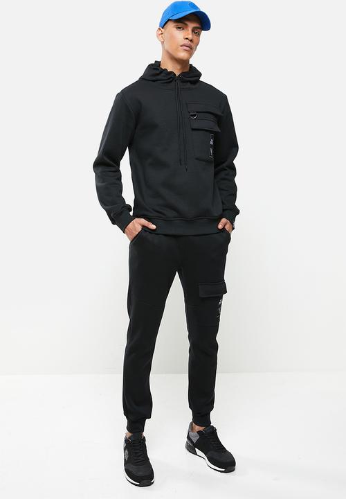 Lonsdale - Cargo hoodie tracktop - black