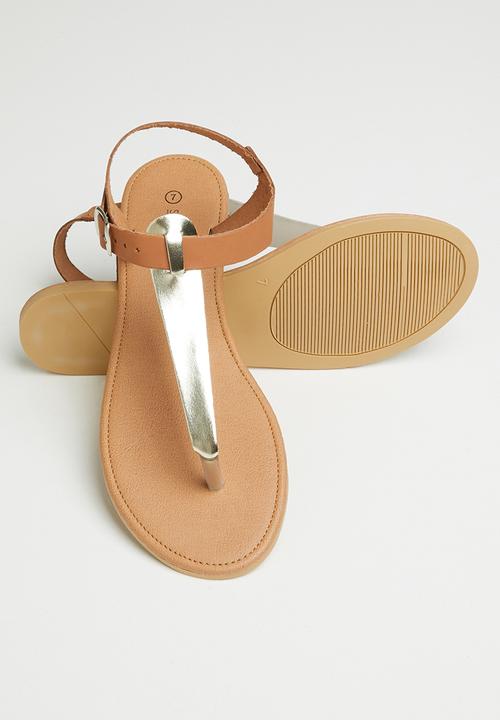 Superbalist - Ellie leather T-bar sandals - tan
