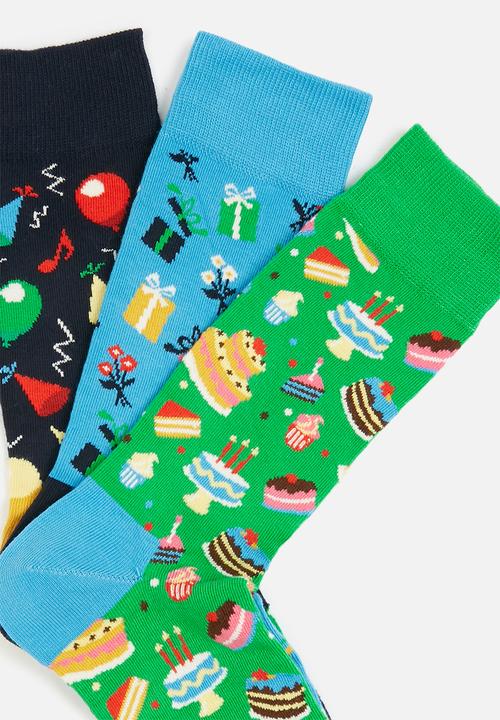 Happy Socks - 3-Pack happy birthday socks gift set - multi