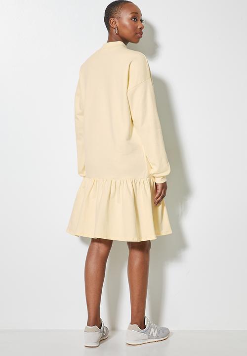 Superbalist - Long sleeve tiered sweat dress - yellow 