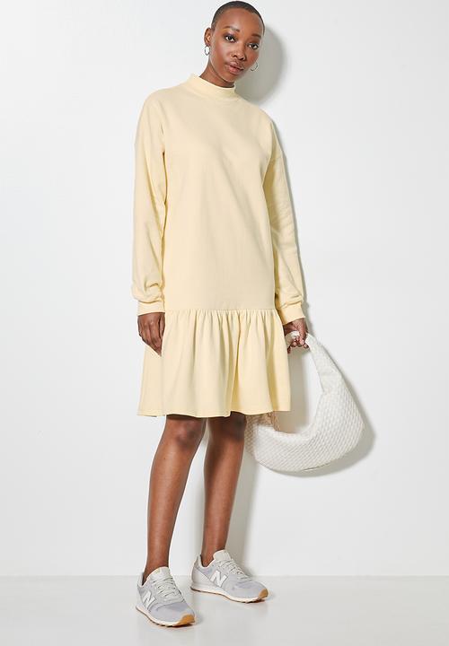 Superbalist - Long sleeve tiered sweat dress - yellow 