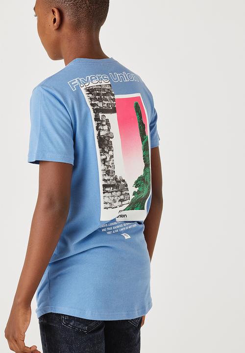 Flyersunion - Split photographic tee - blue