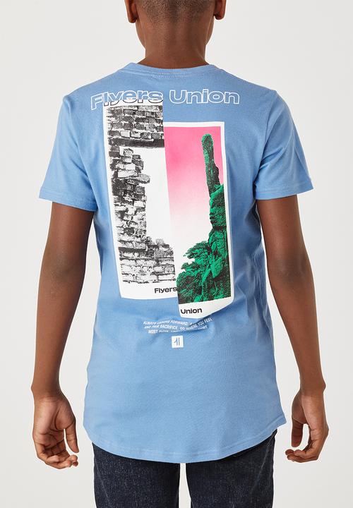 Flyersunion - Split photographic tee - blue