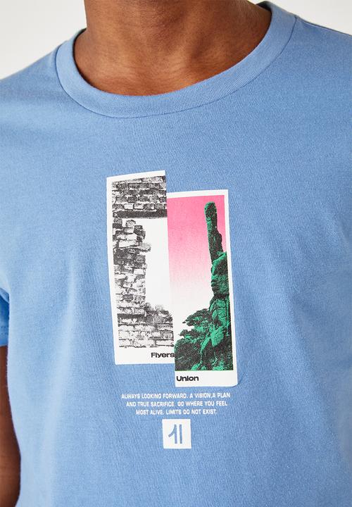 Flyersunion - Split photographic tee - blue