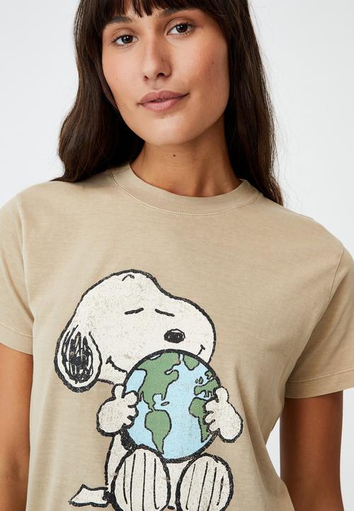 Cotton On - Classic organic cotton lcn graphic tee - lcn pea snoopy world/clay