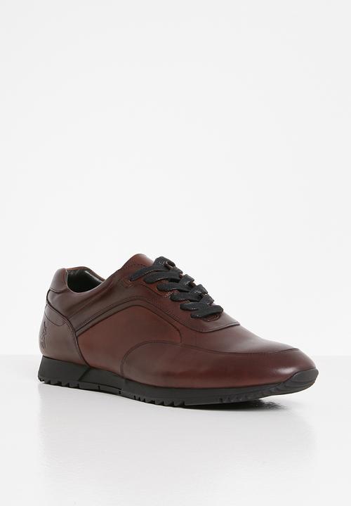POLO - Hugh leather smart athletic sneaker - burgundy