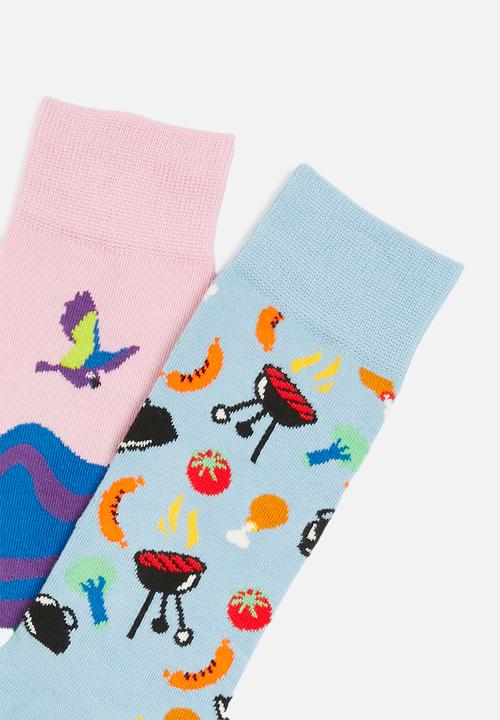 Happy Socks - 2-Pack summer bbq socks gift set - multi