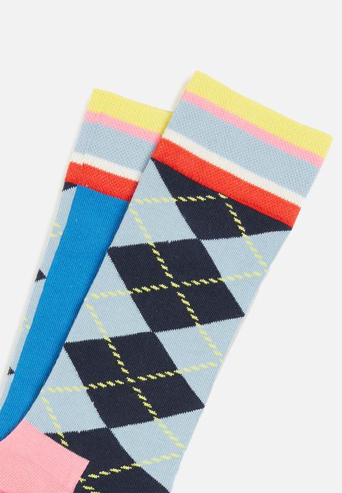 Happy Socks - Half/half argyle stripe socks - multi