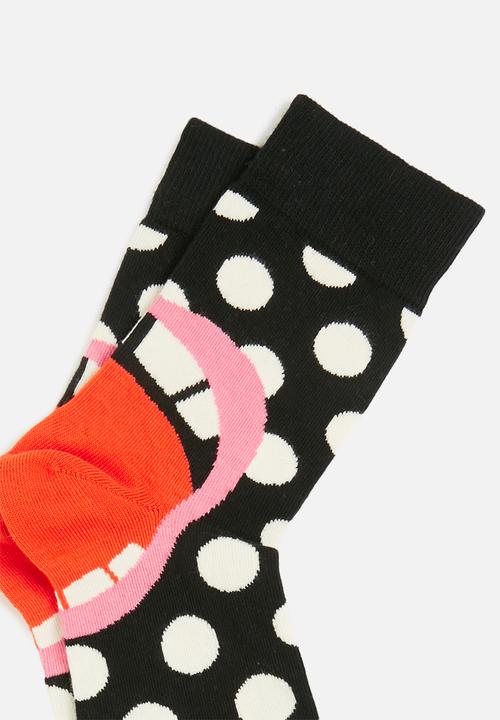 Happy Socks - Laugh half crew socks - black & white