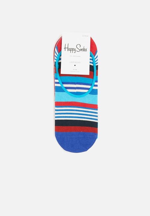 Happy Socks - 3-Pack multi stripe liner socks - multi 