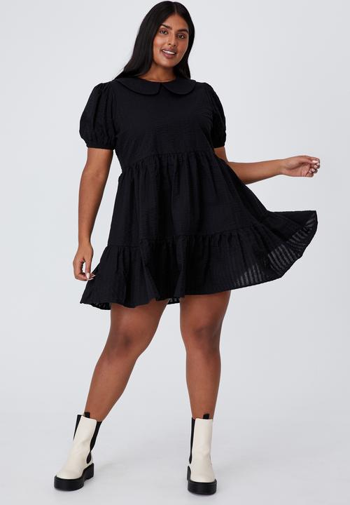 Cotton On - Curve alice collar mini dress - black