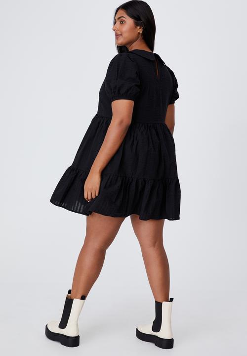 Cotton On - Curve alice collar mini dress - black