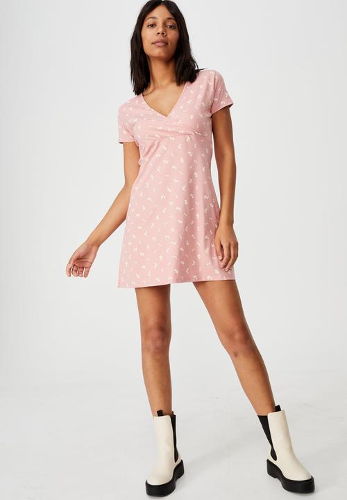 Cotton On - Bessie cross over mini dress - ruthie rose petal pink