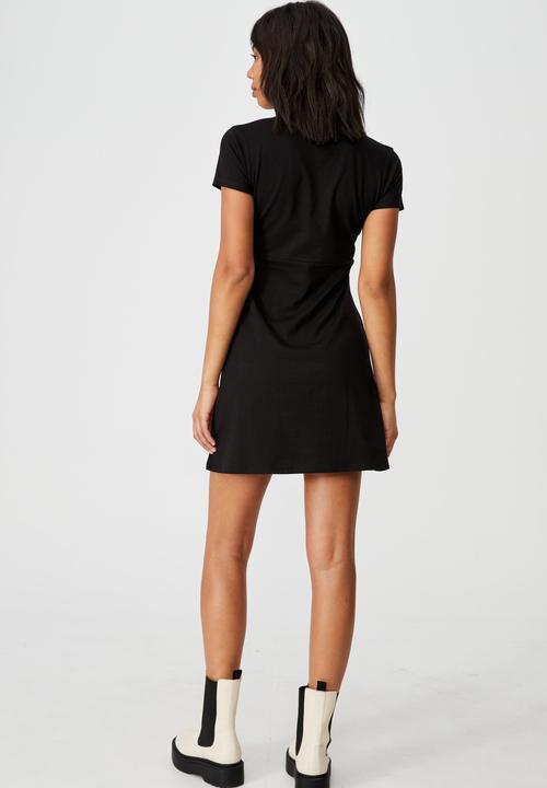 Cotton On - Bessie cross over mini dress - black