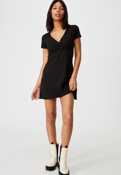 Cotton On - Bessie cross over mini dress - black