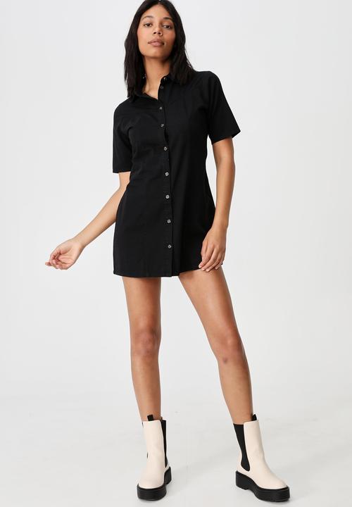 Cotton On - Woven oaklyn collar button down shirt dress - black