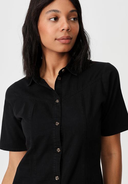 Cotton On - Woven oaklyn collar button down shirt dress - black