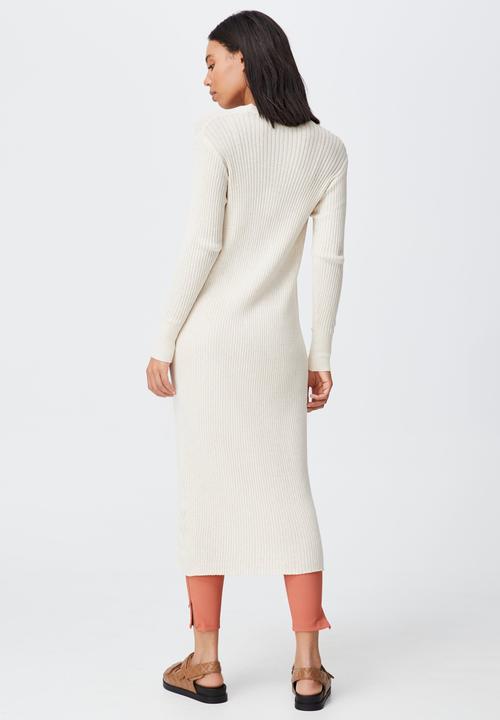 Cotton On - Cotton vegetable dye ribbed longline cardi - chestnut shell marle