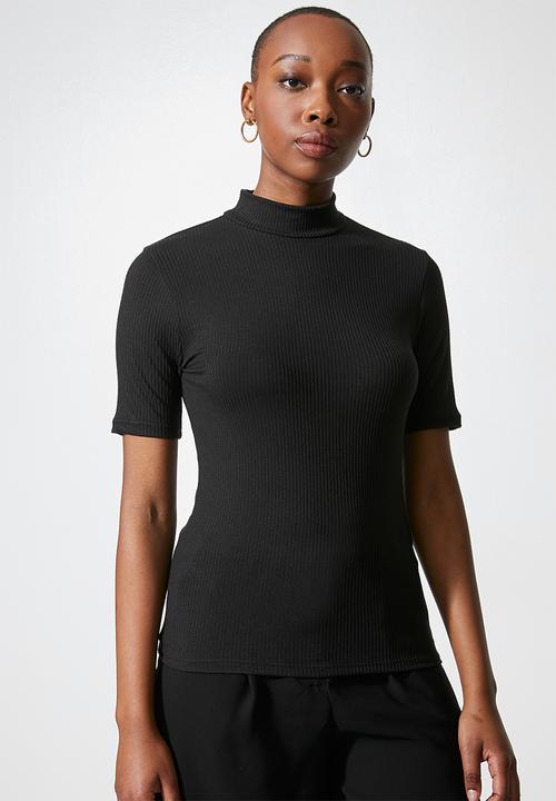 Superbalist - 2 pack fine rib funnel neck tops - black & white