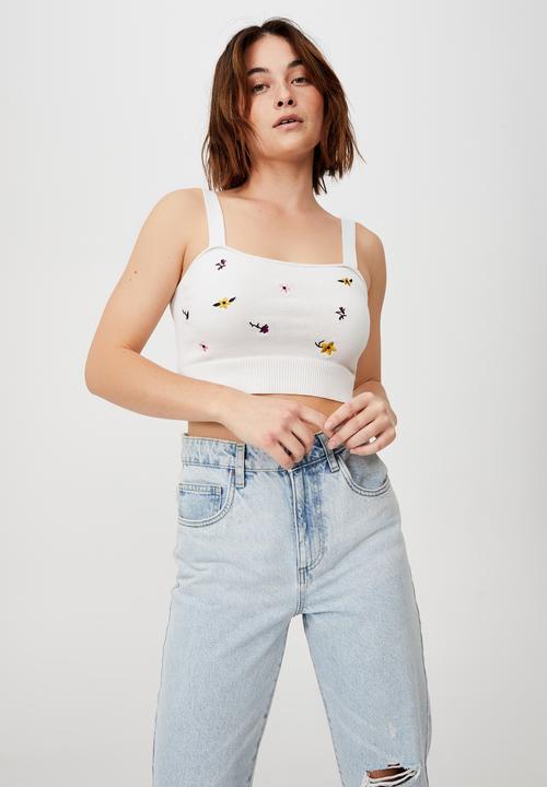 Cotton On - Wildflower bandeau tank - chalk white