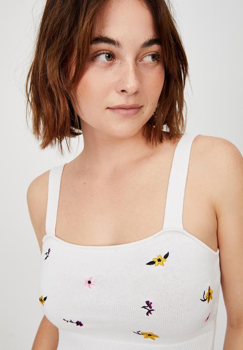Cotton On - Wildflower bandeau tank - chalk white