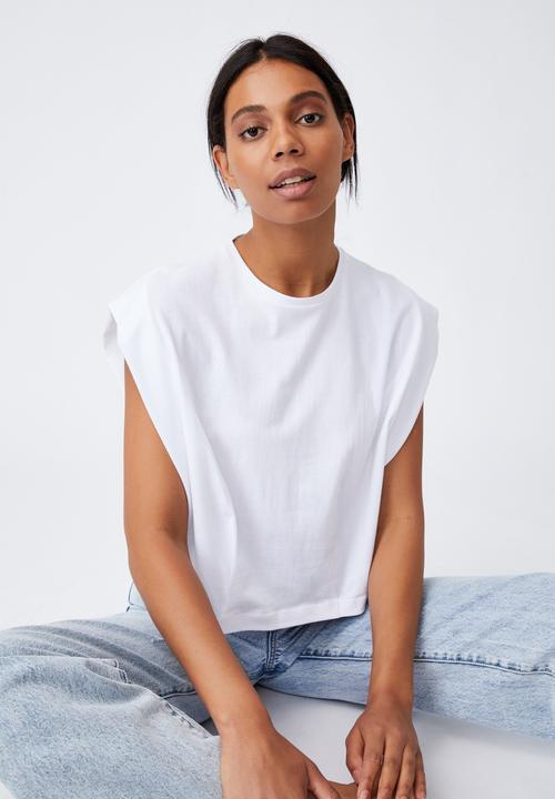 Cotton On - Form focus shoulder tank - white