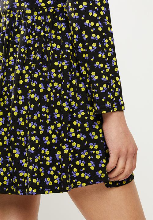 Missguided - Floral print smock dress - black