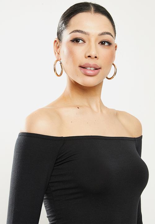 Missguided - Basic bardot midi dress - black