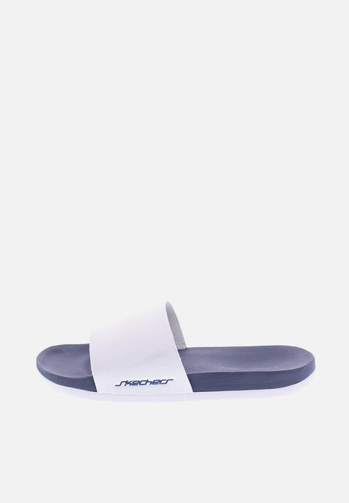 Skechers - Kids smu slides - white & navy