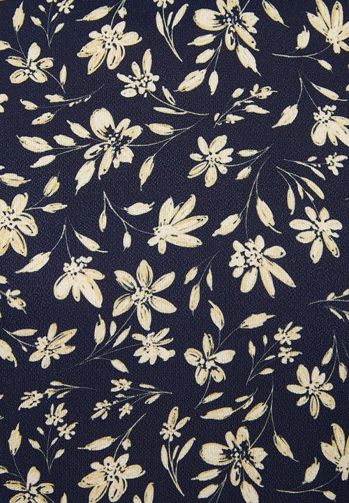 edit - Bellow sleeve tunic dress - navy ivory floral