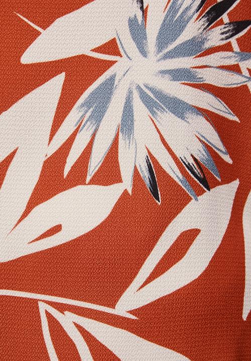 edit - Bellow sleeve tunic dress - rust exotic leaves