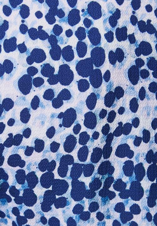 edit - Curved waist short dress - navy watercolour animal