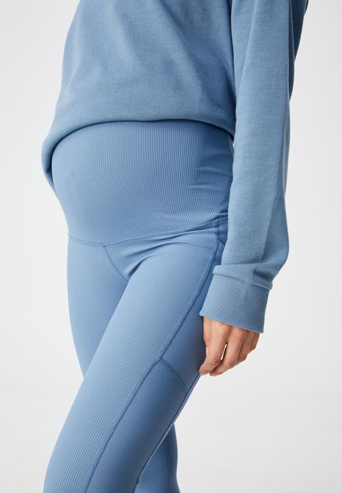 Cotton On - Maternity rib pocket 7/8 tight - copen blue rib