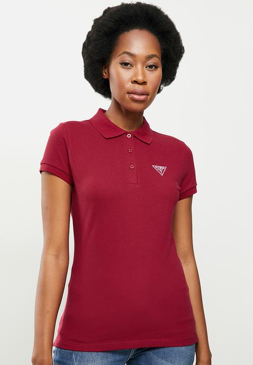 GUESS - Short sleeve classic guess polo - red