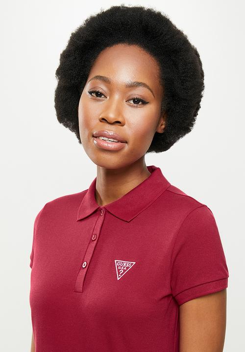 GUESS - Short sleeve classic guess polo - red